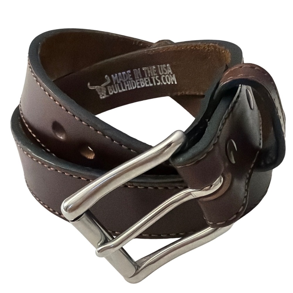 Bullhide Belts Mens Brown Leather Belt 100336 Made in USA Size 36